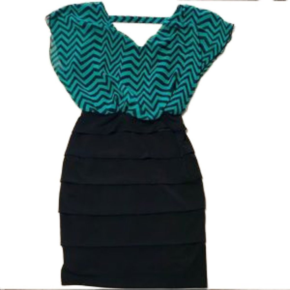 Green Chevron Pattern Bodycon Dress
